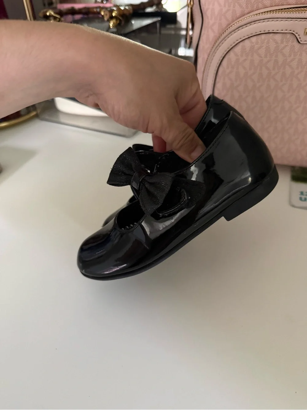 Rachel Shoes Girls' Black Patent Mary Janes with Bow